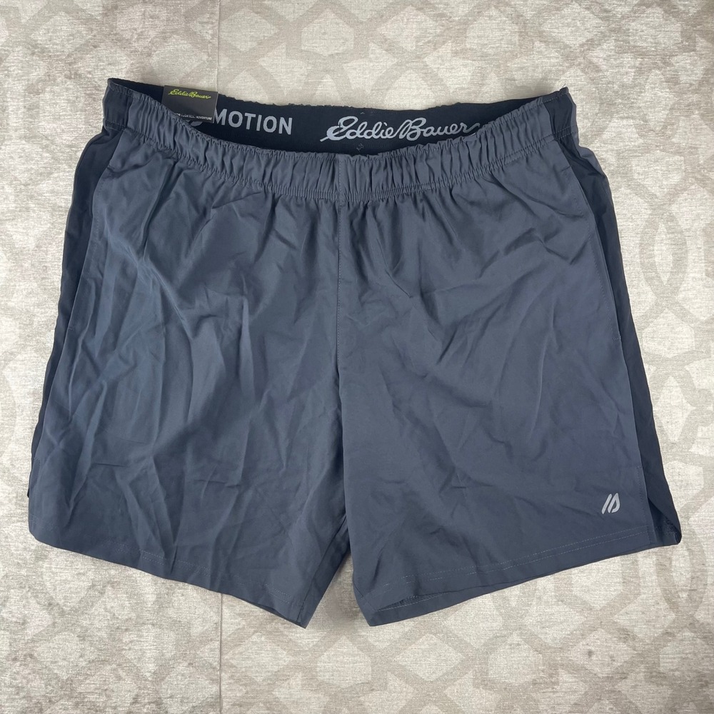 Eddie Bauer Motion Shorts Men XL Gray FreeDry Stretch 8" Inseam Athletic NWT